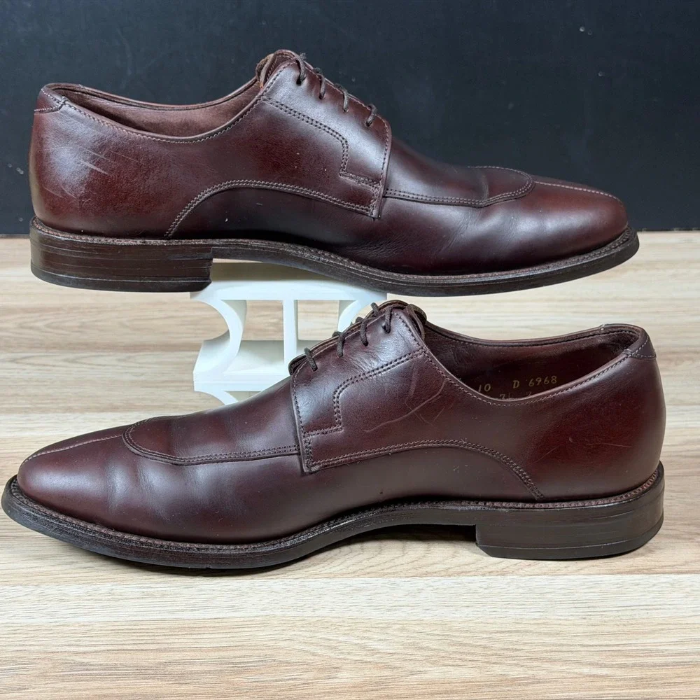 Allen Edmonds Shoes Mens 10 D Brown Belmont Derby Leather Split Toe Blucher